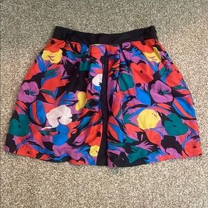 Anthropologie Lil Silk Vibrant Floral Skirt
